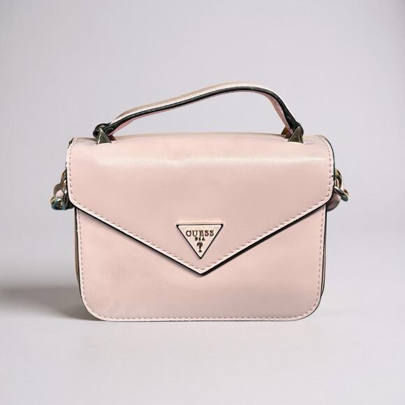 Guess Mini Crossbody Top Handle Bag - Light Pink Faux Leather - Picture 1 of 3